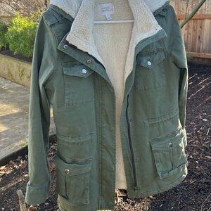 Market and Spruce Hooded Sherpa Lined Cargo Coat